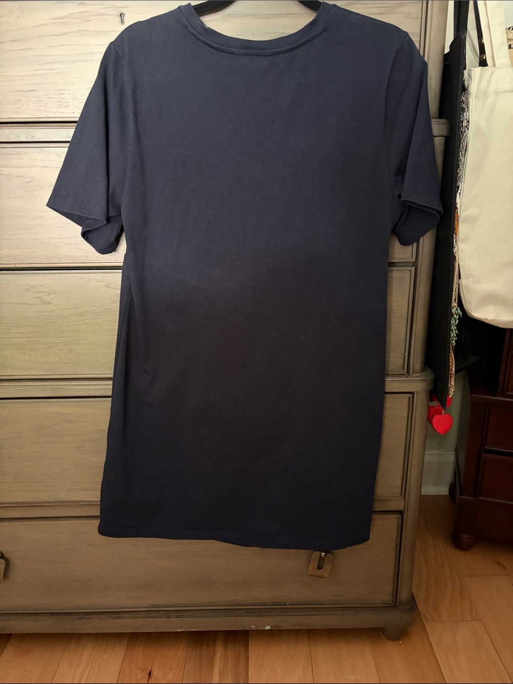 Banana Republic cotton Twist-Front / twisted t-shirt Dress EUC M navy - Picture 9 of 9